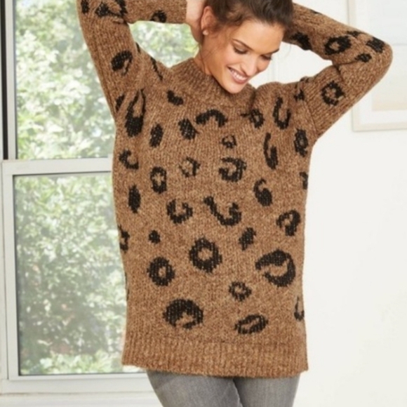 NWT recycled poly blend lepord print heavy tunic - Picture 1 of 7